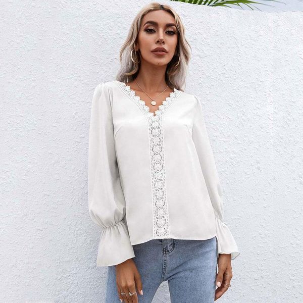 women's blouses & shirts 2021 autumn lace blouse women long sleeve ladies loose v-neck black white shirt
women's blouses & shirts 2021 autumn lace blouse women long sleeve ladies loose v-neck black white shirt