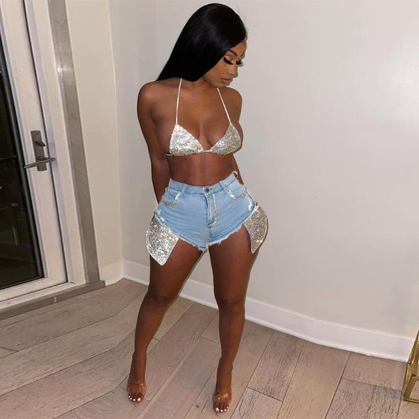 women's jeans glitter sequin spliced pockets denim shorts for women high waist zipper beachwear short streetwear stretchy biker, Blue
women's jeans glitter sequin spliced pockets denim shorts for women high waist zipper beachwear short streetwear stretchy biker, Blue