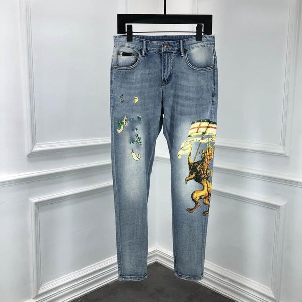 men's jeans wz0861 fashion 2021 runway luxury european design party style clothing, Blue
men's jeans wz0861 fashion 2021 runway luxury european design party style clothing, Blue