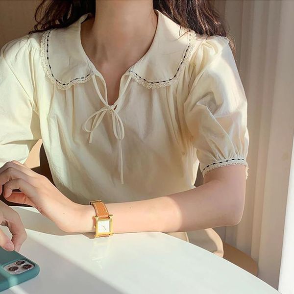women's blouses & shirts summer korean style shirt femme puff sleeve lapel loose woman clothes blusas embroidery women, White
women's blouses & shirts summer korean style shirt femme puff sleeve lapel loose woman clothes blusas embroidery women, White