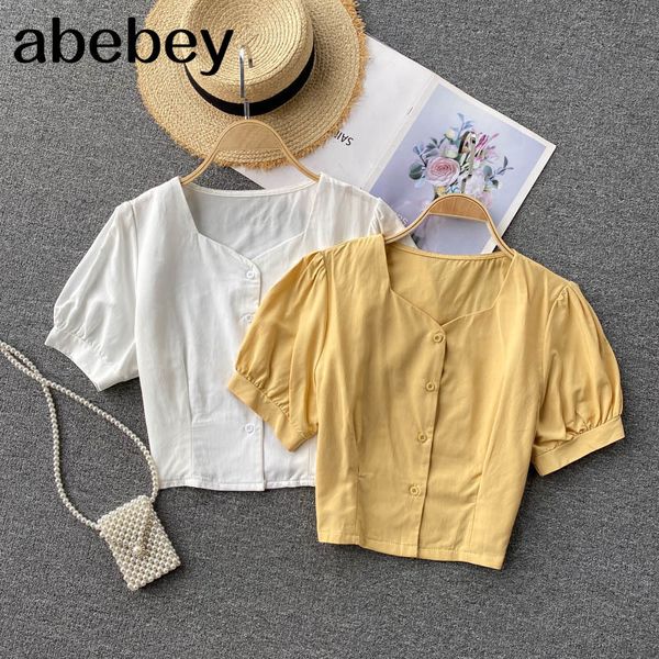 women korean ruffles blouse sweet puff sleeve v neck elegant solid summer casual fashion hollow streetwear 210512, White
women korean ruffles blouse sweet puff sleeve v neck elegant solid summer casual fashion hollow streetwear 210512, White