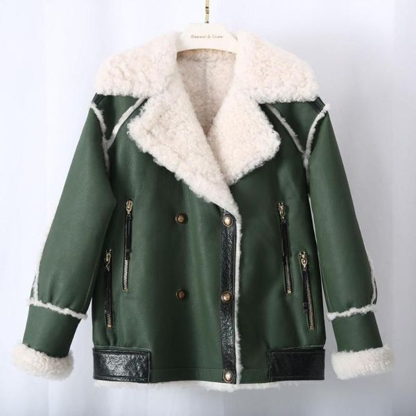 women's fur & faux 2021 women green color iceland lamb shearling coats loose style winter comfortable real jackets, Black
women's fur & faux 2021 women green color iceland lamb shearling coats loose style winter comfortable real jackets, Black