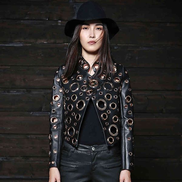 white and black fall spring fashion new women's long sleeve hollow metal circle slim fit club celebrity party jacket, Black;brown
white and black fall spring fashion new women's long sleeve hollow metal circle slim fit club celebrity party jacket, Black;brown