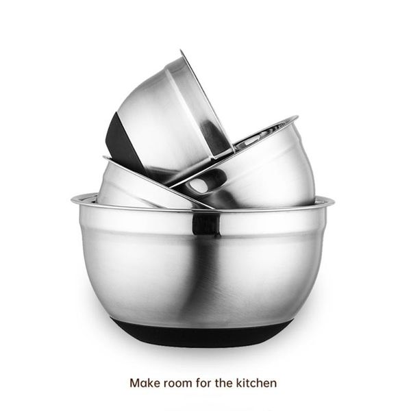 bowls 26cm stainless steel mixing bowl with cover salad mixer non-slip silicone bottom storage for kitchen cooking tableware
bowls 26cm stainless steel mixing bowl with cover salad mixer non-slip silicone bottom storage for kitchen cooking tableware