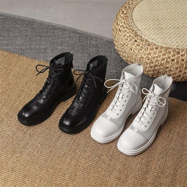 casual front tie back zipper mesh thick bottomed women's shoes hollow breathable short boots genuine leather sandals, Black
casual front tie back zipper mesh thick bottomed women's shoes hollow breathable short boots genuine leather sandals, Black