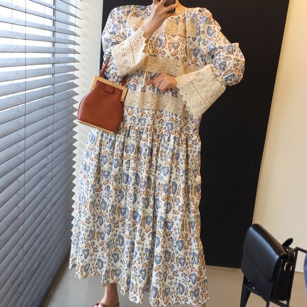 women white print patchwork long dress round neck lace flare sleeve loose fashion spring summer 2f0626 210510, Black;gray
women white print patchwork long dress round neck lace flare sleeve loose fashion spring summer 2f0626 210510, Black;gray