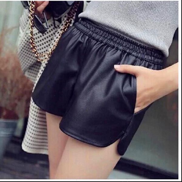 women shorts s xxl pu leather womens black short pants with pockets loose casual dk6162, White;black
women shorts s xxl pu leather womens black short pants with pockets loose casual dk6162, White;black