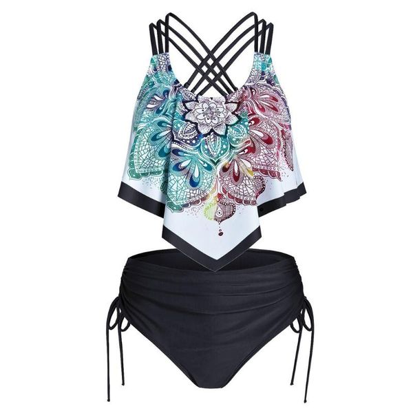 women's swimwear women boh print bikinis set push-up padded overlay flounce crisscross tankini biquini 2021 mujer traje de bano, White;black
women's swimwear women boh print bikinis set push-up padded overlay flounce crisscross tankini biquini 2021 mujer traje de bano, White;black