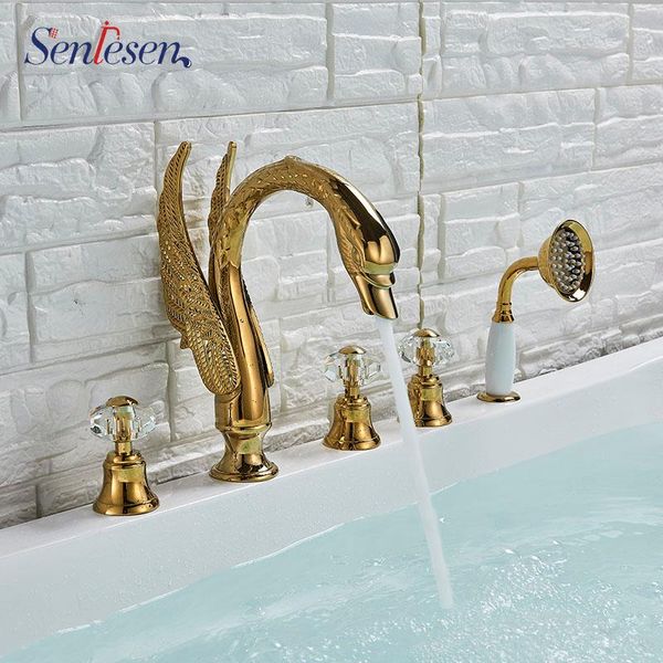 senlesen golden swan bathtub faucet deck mounted brass hand shower basin mixer tap widespread tub sink bathroom sets
senlesen golden swan bathtub faucet deck mounted brass hand shower basin mixer tap widespread tub sink bathroom sets