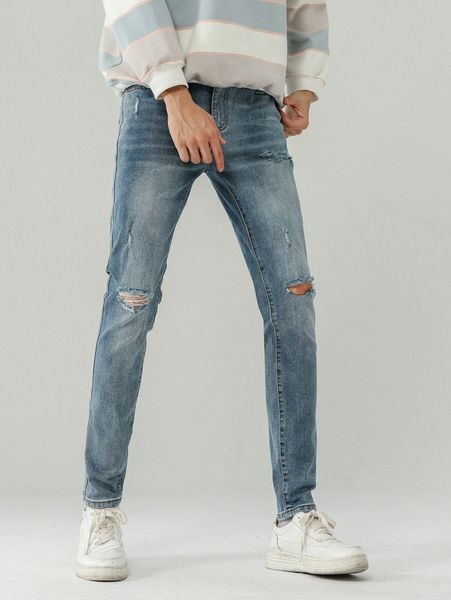 men bleach wash ripped jeans o8vo#, Blue
men bleach wash ripped jeans o8vo#, Blue