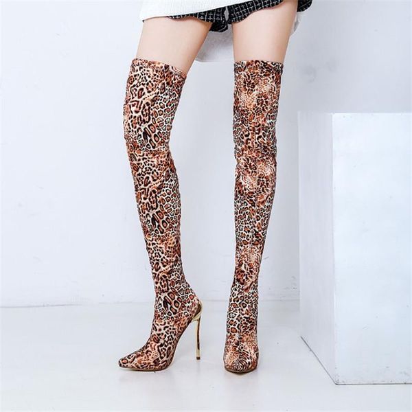 boots fall winter leopard print over the knee stretch fabric 12 cm metal super high heels thigh women bota feminina sn3h, Black
boots fall winter leopard print over the knee stretch fabric 12 cm metal super high heels thigh women bota feminina sn3h, Black