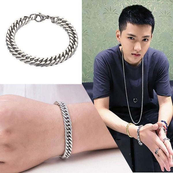 link, chain xiaoboacc bracelets for men korean fashion punk titanium steel couple bracelet on hand jewelry 2021 trendy wholesales, Black
link, chain xiaoboacc bracelets for men korean fashion punk titanium steel couple bracelet on hand jewelry 2021 trendy wholesales, Black