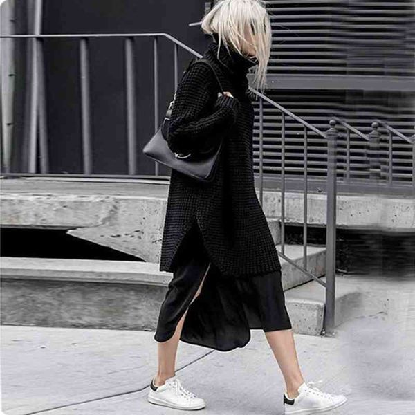 europe united states autumn and winter the latest high collar large size thick needle line lazy pullover sweater, White;black
europe united states autumn and winter the latest high collar large size thick needle line lazy pullover sweater, White;black