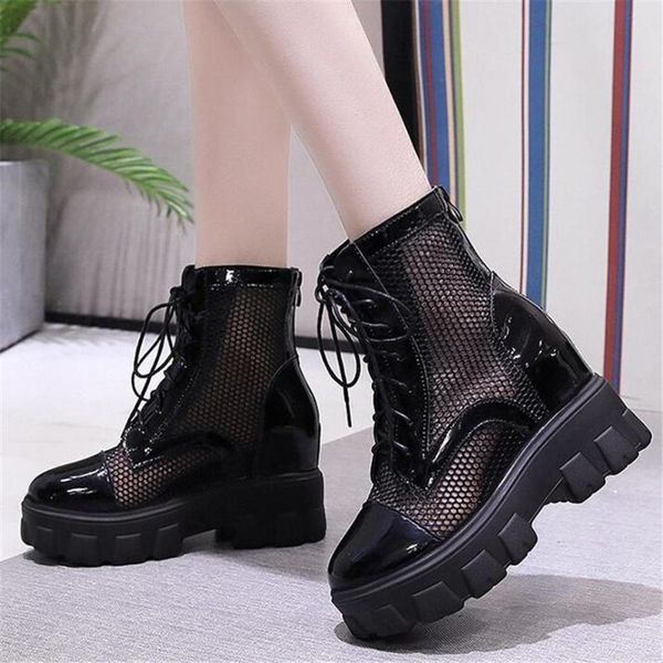 punk leather lace up hollow out ankle boots women fashion 8 cm height increasing summer shoes female chunky platform cool, Black
punk leather lace up hollow out ankle boots women fashion 8 cm height increasing summer shoes female chunky platform cool, Black
