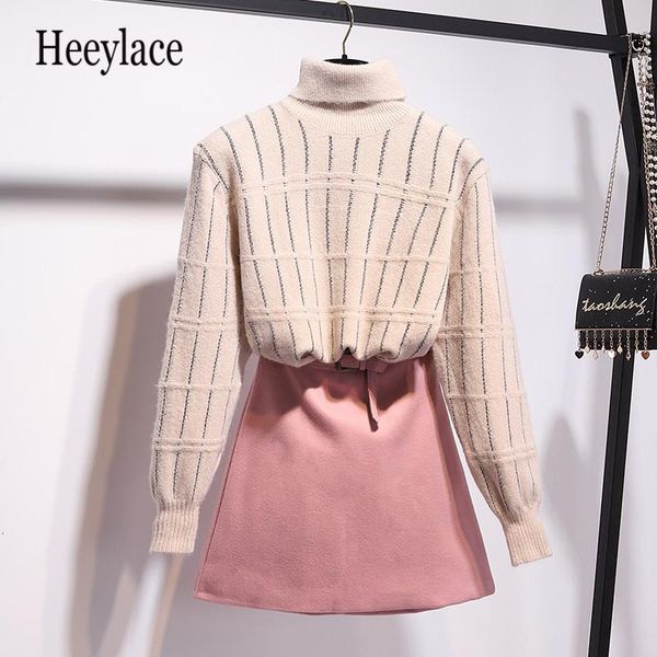 two piece dress women sweet korean 2 pcs sets 2021 autumn women's long sleeve turtleneck knitted sweater + mini skirts set for, White
two piece dress women sweet korean 2 pcs sets 2021 autumn women's long sleeve turtleneck knitted sweater + mini skirts set for, White