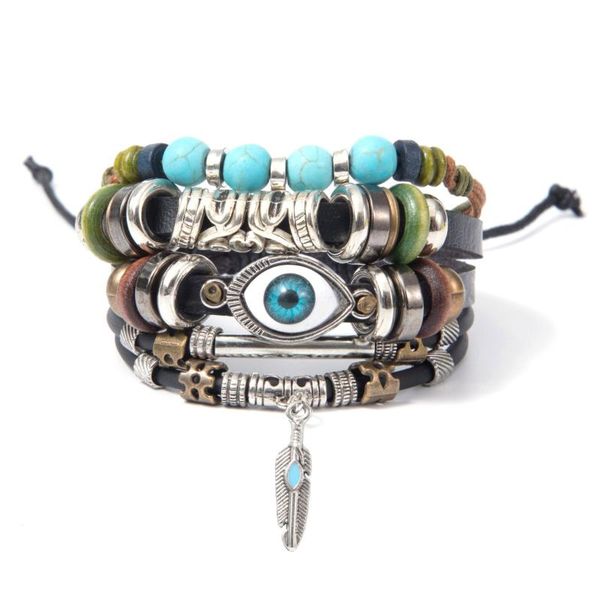charm bracelets boho vintage turquoise demon eye leather bracelet hand-woven leathers couple bangles simple stainless steel pendant jewelry, Golden;silver
charm bracelets boho vintage turquoise demon eye leather bracelet hand-woven leathers couple bangles simple stainless steel pendant jewelry, Golden;silver