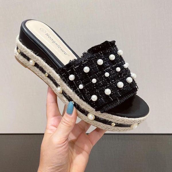 slippers beach shoes med ladies' platform string bead rivet slipers women sabot flat 2021 slides rubber fabric pu scandals, Black
slippers beach shoes med ladies' platform string bead rivet slipers women sabot flat 2021 slides rubber fabric pu scandals, Black