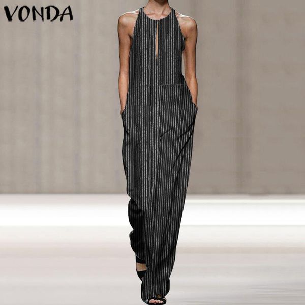 women's jumpsuits & rompers vonda women'jumpsuits sleeveless pockets vintage striped and 2021 summer party overalls wide leg pants, Black;white
women's jumpsuits & rompers vonda women'jumpsuits sleeveless pockets vintage striped and 2021 summer party overalls wide leg pants, Black;white