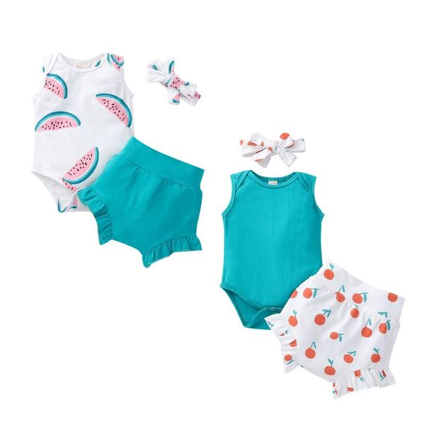 clothing sets 2021 summer 0-3y baby girl 3pcs set watermelon print/green-blue sleeveless bodysuit+solid/orange print ruffled shorts+bow, White
clothing sets 2021 summer 0-3y baby girl 3pcs set watermelon print/green-blue sleeveless bodysuit+solid/orange print ruffled shorts+bow, White