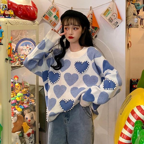 women's sweaters pink sweet knitted sweater women korean o-neck beading heart pattern oversize pullover long sleeve blue, White;black
women's sweaters pink sweet knitted sweater women korean o-neck beading heart pattern oversize pullover long sleeve blue, White;black