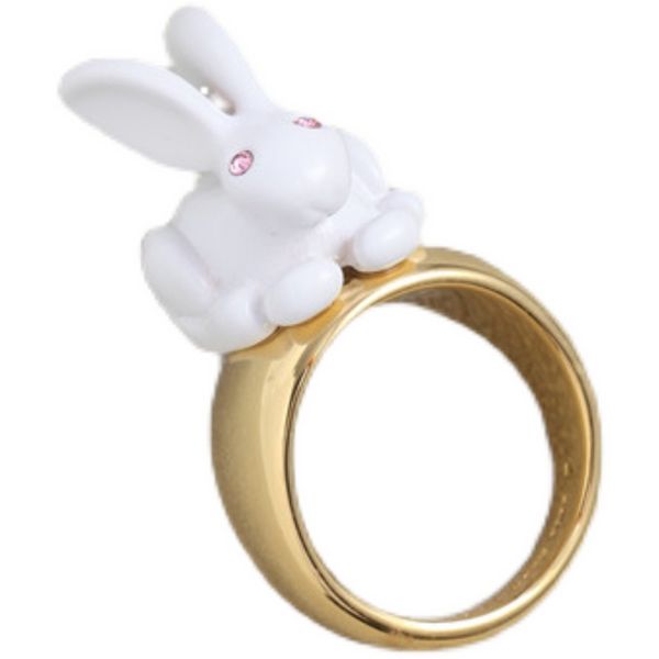 new cute cute pet design enamel glaze flash diamond creative little white rabbit simple ins gold luxury ring girl, Silver
new cute cute pet design enamel glaze flash diamond creative little white rabbit simple ins gold luxury ring girl, Silver