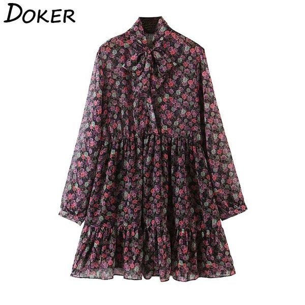 floral print chiffon mini dress women vintage bow tie neck long sleeve elegant ladies dresses casual boho beach plus size dress 210423, Black;gray
floral print chiffon mini dress women vintage bow tie neck long sleeve elegant ladies dresses casual boho beach plus size dress 210423, Black;gray