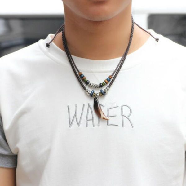 pendant necklaces vintage domineering spike leather beaded woven necklace praying good luck men's jewelry gift, Silver
pendant necklaces vintage domineering spike leather beaded woven necklace praying good luck men's jewelry gift, Silver