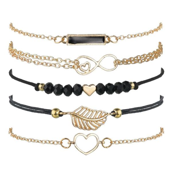 bohemian black beads chain bracelets for women fashion heart gold color sets jewelry gifts charm, Golden;silver
bohemian black beads chain bracelets for women fashion heart gold color sets jewelry gifts charm, Golden;silver