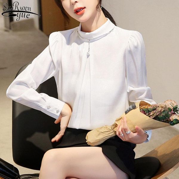 women's blouses & shirts 2021 fashion office lady blouse spring beading long sleeve chiffon and shirt women casual camisas mujer 10559, White
women's blouses & shirts 2021 fashion office lady blouse spring beading long sleeve chiffon and shirt women casual camisas mujer 10559, White