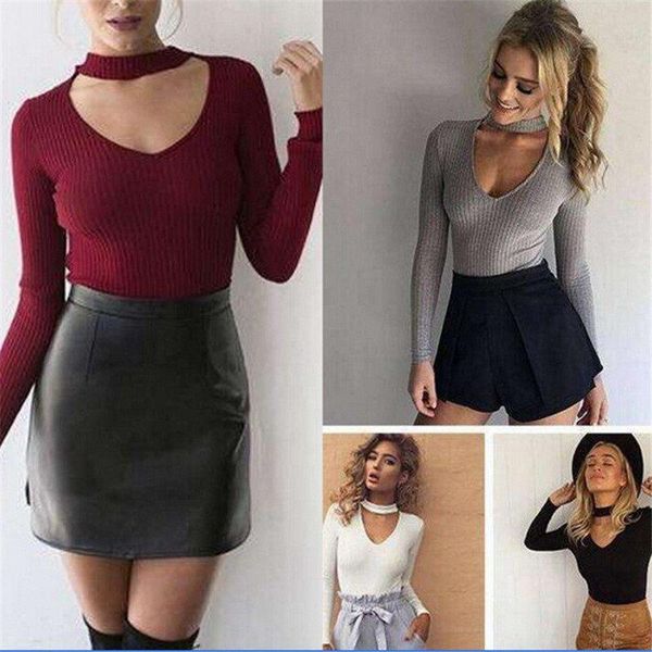 women's t-shirt long sleeve bodysuit high neck stretch leotard basic choker ladies v-collar womens, White
women's t-shirt long sleeve bodysuit high neck stretch leotard basic choker ladies v-collar womens, White