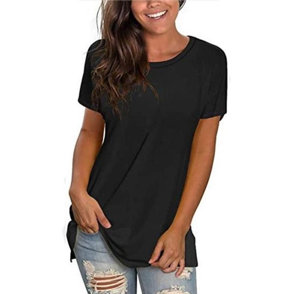women's t-shirt european and american solid color round neck loose short-sleeved multi-color top, White
women's t-shirt european and american solid color round neck loose short-sleeved multi-color top, White