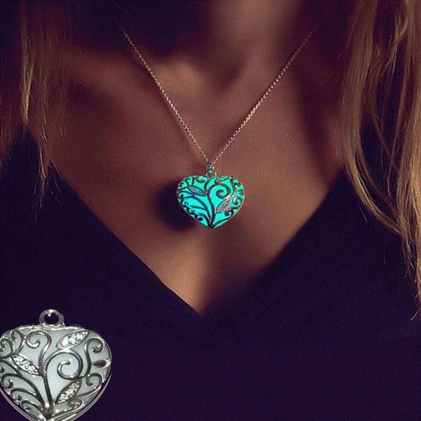 pendant necklaces night light heart love hollow necklace luminous choker lady women jewelry, Silver
pendant necklaces night light heart love hollow necklace luminous choker lady women jewelry, Silver
