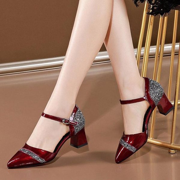 dress shoes 2021 summer women sandals patent leather pumps high heels bling pointed toe ankle strap sandalias mujer 8149l, Black
dress shoes 2021 summer women sandals patent leather pumps high heels bling pointed toe ankle strap sandalias mujer 8149l, Black