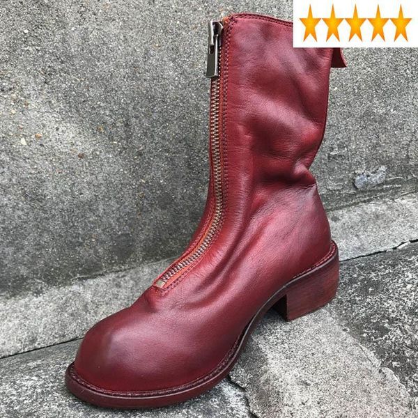 boots pleated womens genuine leather vintage mid booties round toe front zipper slim fashion casual female cowhide streetwear, Black
boots pleated womens genuine leather vintage mid booties round toe front zipper slim fashion casual female cowhide streetwear, Black