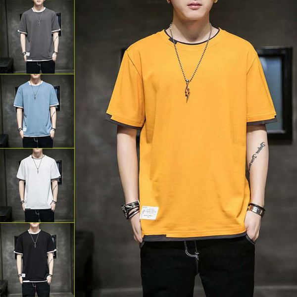 men's shirt short summer loose fashion brand simple splicing color edge men's t-shirt half sleeve, White;black
men's shirt short summer loose fashion brand simple splicing color edge men's t-shirt half sleeve, White;black