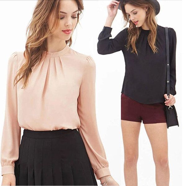 women summer fold loose casual chiffon long sleeve shirt blouse blusa women's blouses & shirts, White
women summer fold loose casual chiffon long sleeve shirt blouse blusa women's blouses & shirts, White
