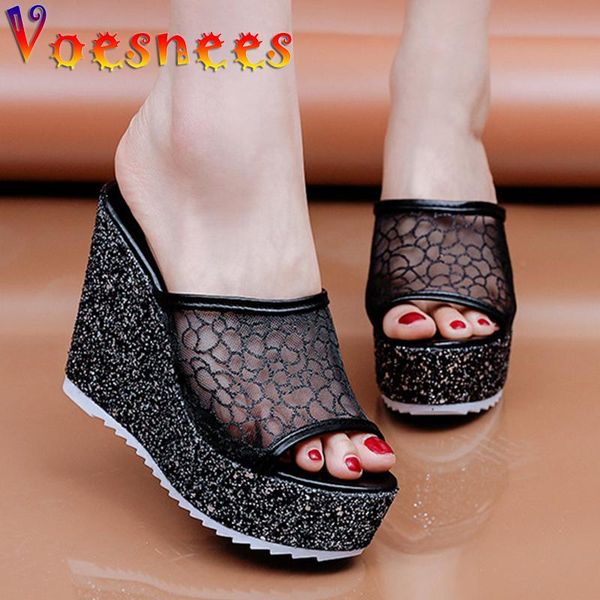 voesnees women's outer wear slippers high-heeled sandals mesh wedges 11cm waterproof platform summer hollow flower ladies shoes, Black
voesnees women's outer wear slippers high-heeled sandals mesh wedges 11cm waterproof platform summer hollow flower ladies shoes, Black