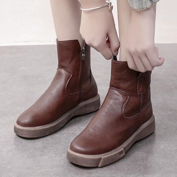 boots bomlight retro pu leather ankle female waterproof zipper short shoes woman spring autumn classic quality flats, Black
boots bomlight retro pu leather ankle female waterproof zipper short shoes woman spring autumn classic quality flats, Black