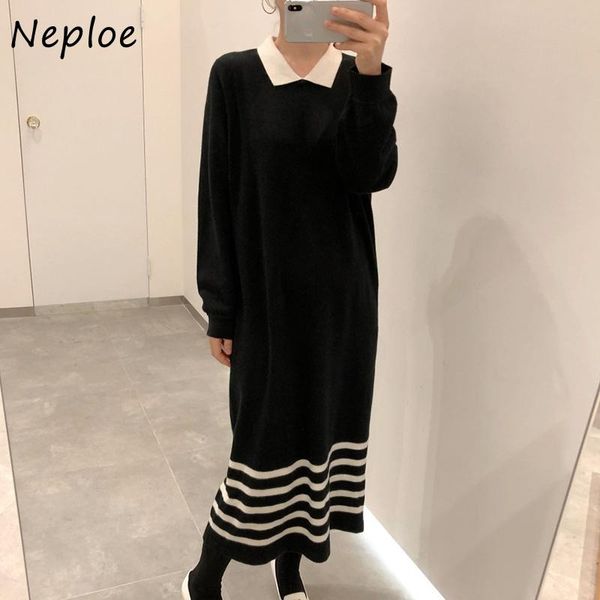 casual dresses neploe autumn lapel woman dress contrast color loose vestidos hem design striped knitted korean chic long robe, Black;gray
casual dresses neploe autumn lapel woman dress contrast color loose vestidos hem design striped knitted korean chic long robe, Black;gray