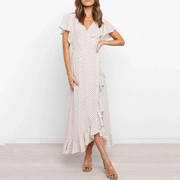 women slit dot print ruffles dress summer v neck short sleeve lace-up robe ladies chic boho beach long dress vestidos 210416, Black;gray
women slit dot print ruffles dress summer v neck short sleeve lace-up robe ladies chic boho beach long dress vestidos 210416, Black;gray