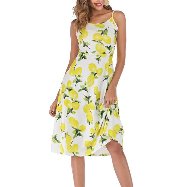 casual dresses fruit lemon printing strap women sleeveless strappy slash neck knee length summer dress female sukienka 55, Black;gray
casual dresses fruit lemon printing strap women sleeveless strappy slash neck knee length summer dress female sukienka 55, Black;gray