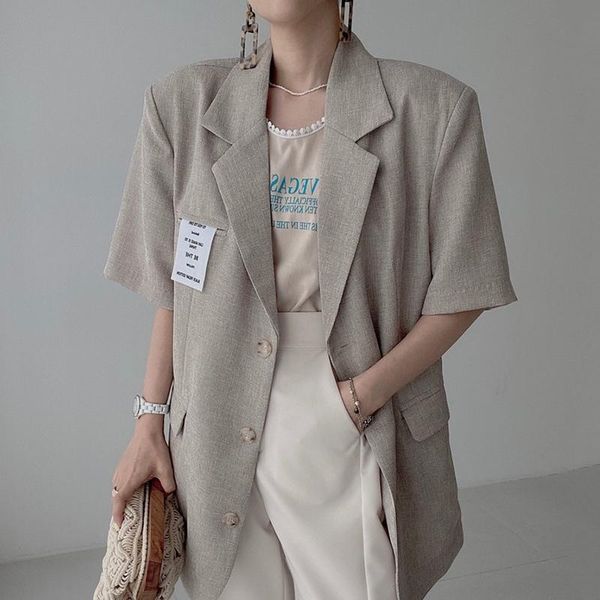 women's suits & blazers korean chic loose short sleeve casual women office ladies all match summer 2021 thin coat oversized jacket, White;black
women's suits & blazers korean chic loose short sleeve casual women office ladies all match summer 2021 thin coat oversized jacket, White;black