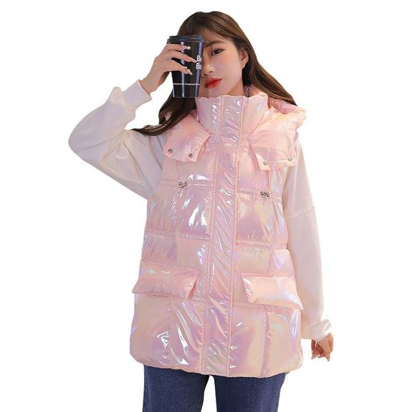 women's vests large size shiny hooded down cotton vest women autumn winter 2021 korean loose thick stand collar warm waistcoat jacket, Black;white
women's vests large size shiny hooded down cotton vest women autumn winter 2021 korean loose thick stand collar warm waistcoat jacket, Black;white
