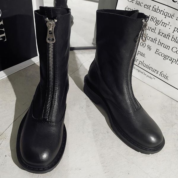 boots women's genuine leather front zip flats ankle soft comfortable punk motorcycle retro vintage shoes sale, Black
boots women's genuine leather front zip flats ankle soft comfortable punk motorcycle retro vintage shoes sale, Black