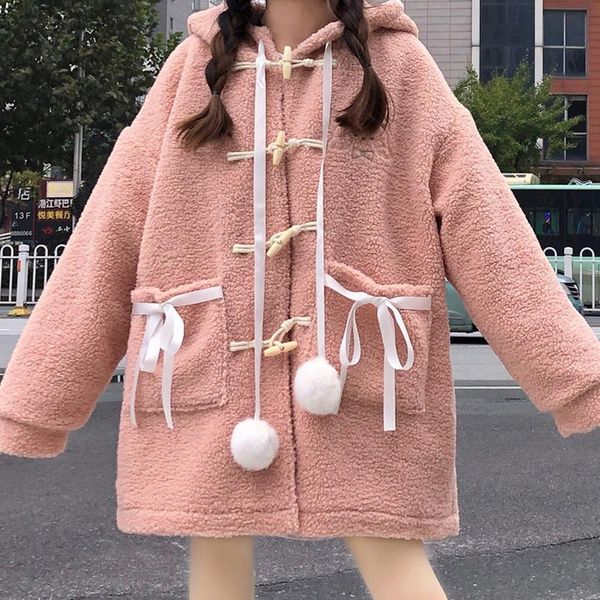 women's wool & blends kawaii pink lolita woolen coats coat women winter cardigan hooded cute female lamb cotton padded embroidered jack, Black
women's wool & blends kawaii pink lolita woolen coats coat women winter cardigan hooded cute female lamb cotton padded embroidered jack, Black
