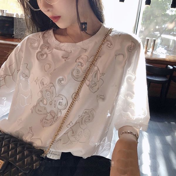designer brand t shirt street summer women's all-match t-shirt youth casual round neck cotton short sleeve, White
designer brand t shirt street summer women's all-match t-shirt youth casual round neck cotton short sleeve, White