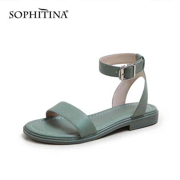 sophitina sandals for women concise open toe solid flats flip flops summer comfortable flat slides with ankle strap buckle po693 210513, Black
sophitina sandals for women concise open toe solid flats flip flops summer comfortable flat slides with ankle strap buckle po693 210513, Black