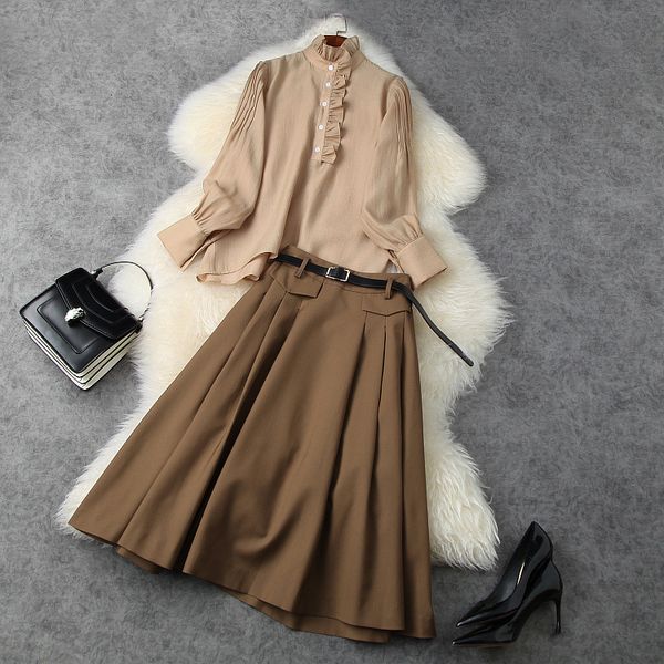 two piece dress european and american women's clothing new styles for spring shirt long sleeve sting collar belt skirt fashion suit mu3, White
two piece dress european and american women's clothing new styles for spring shirt long sleeve sting collar belt skirt fashion suit mu3, White