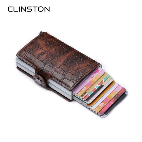card holders 2021 rfid alligator holder men automatic aluminium alloy leather twin layer case women mini wallet slim purse, Brown;gray
card holders 2021 rfid alligator holder men automatic aluminium alloy leather twin layer case women mini wallet slim purse, Brown;gray