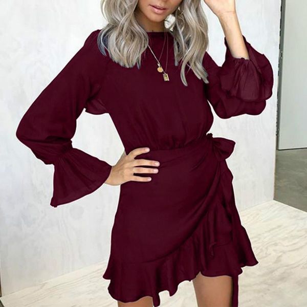 casual dresses spring autumn green red ruffles lace up dress women's slim chiffon party fashion flare long sleeve vestidos, Black;gray
casual dresses spring autumn green red ruffles lace up dress women's slim chiffon party fashion flare long sleeve vestidos, Black;gray